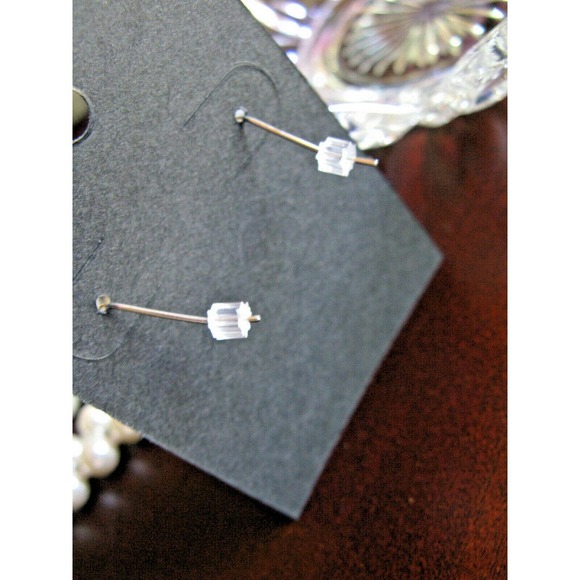 New Natural Purple Amethyst Quartz Crystal Gemstone Cabochon Silvertone Earrings - Picture 5 of 5